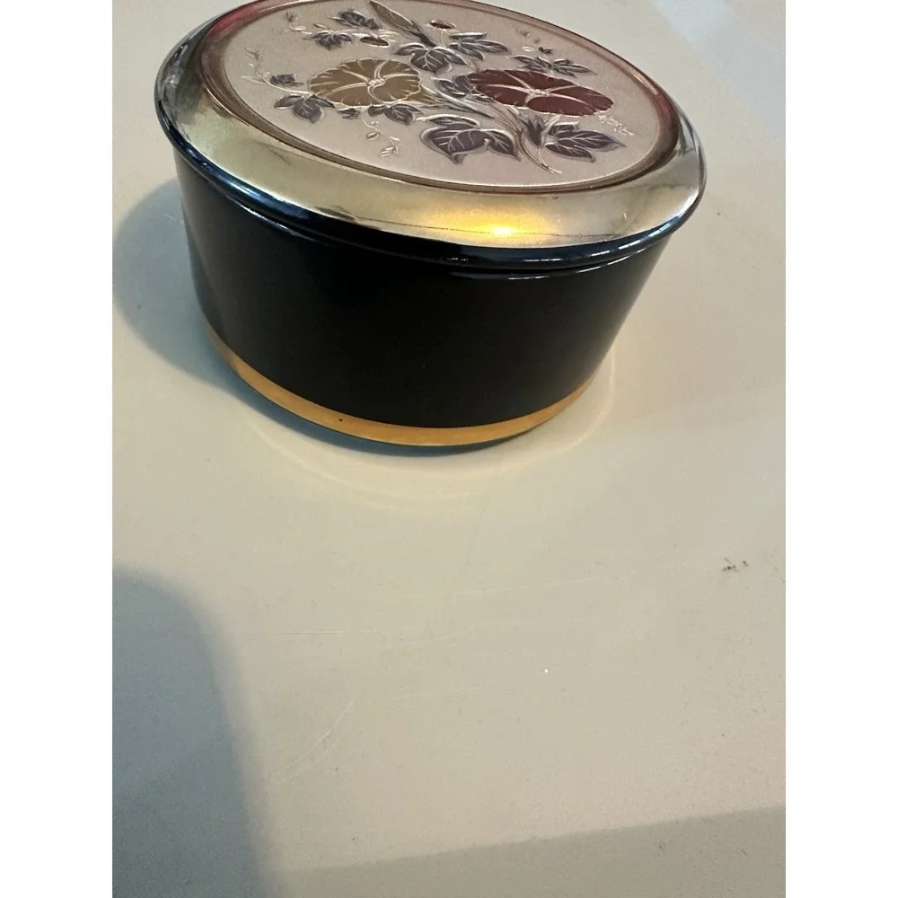 Vintage Himark Chokin Jewelry Trinket Box Porcelain‎ Floral Made In Japan 4